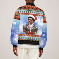 Bobby Seale Christmas Bomber Jacket Retro Ugly Christmas Pattern Festive Activist Portrait