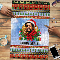 Bobby Seale Christmas Puzzle Retro Ugly Christmas Pattern Festive Activist Portrait