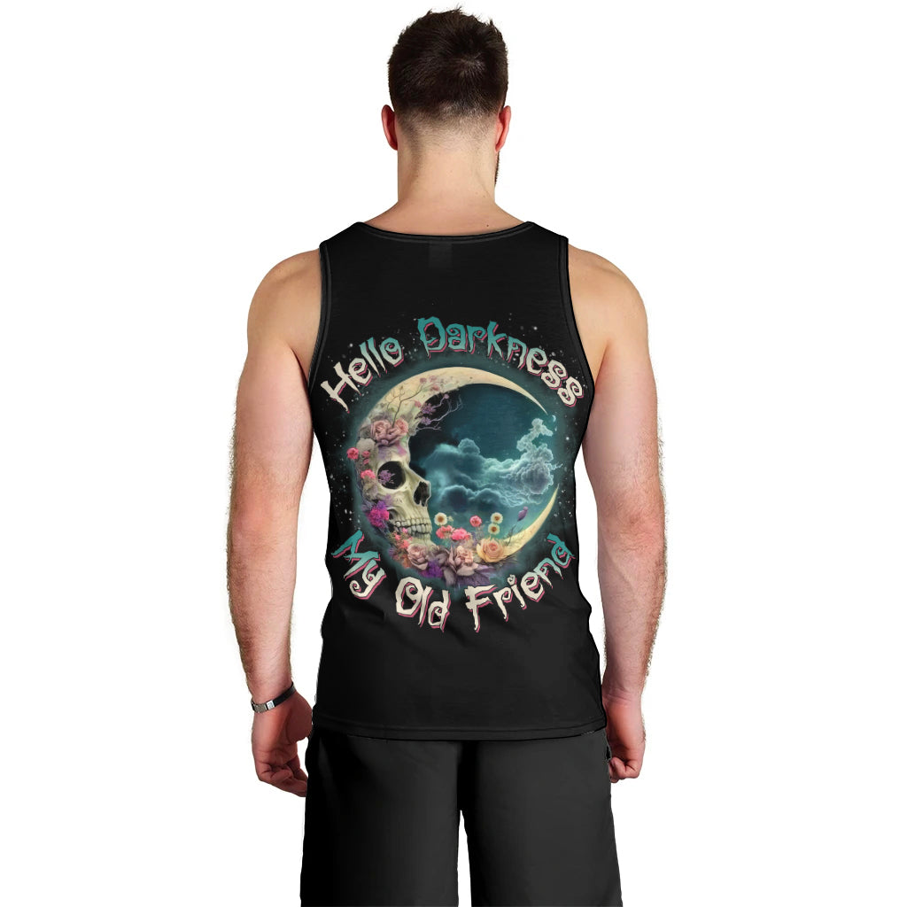 Hello Darkness My Old Friend Crescent Moon Skull Men Tank Top - Wonder Print Shop