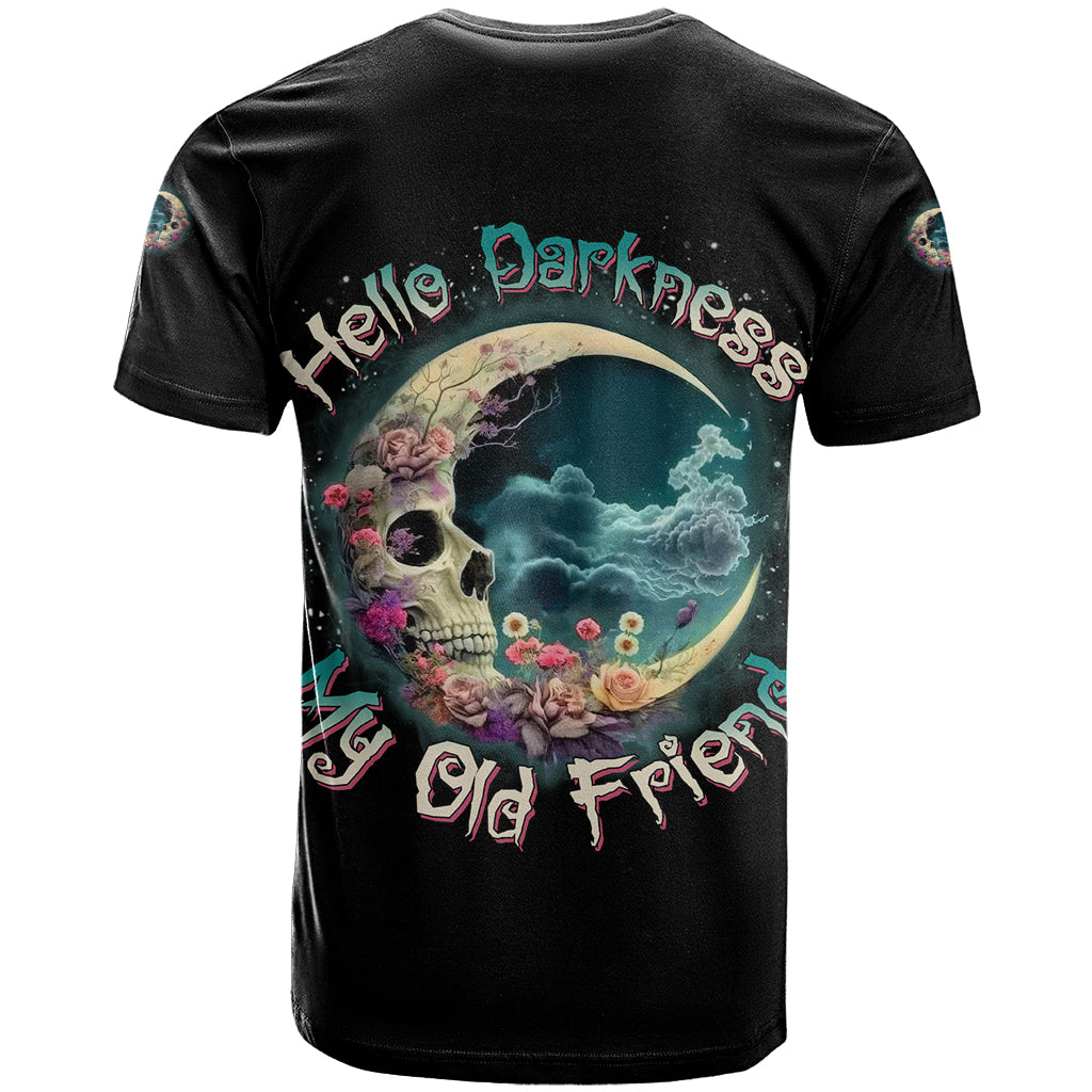 Hello Darkness My Old Friend Crescent Moon Skull T Shirt - Wonder Print Shop