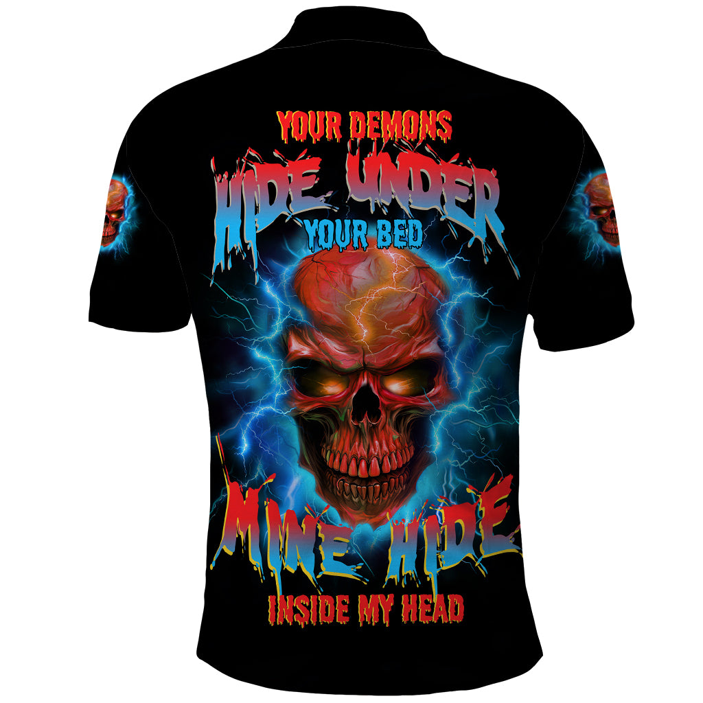 Your Demons Hide Under Your Bed Thunder Skull Polo Shirt - Wonder Print Shop