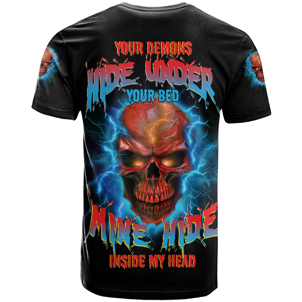 Your Demons Hide Under Your Bed Thunder Skull T Shirt - Wonder Print Shop