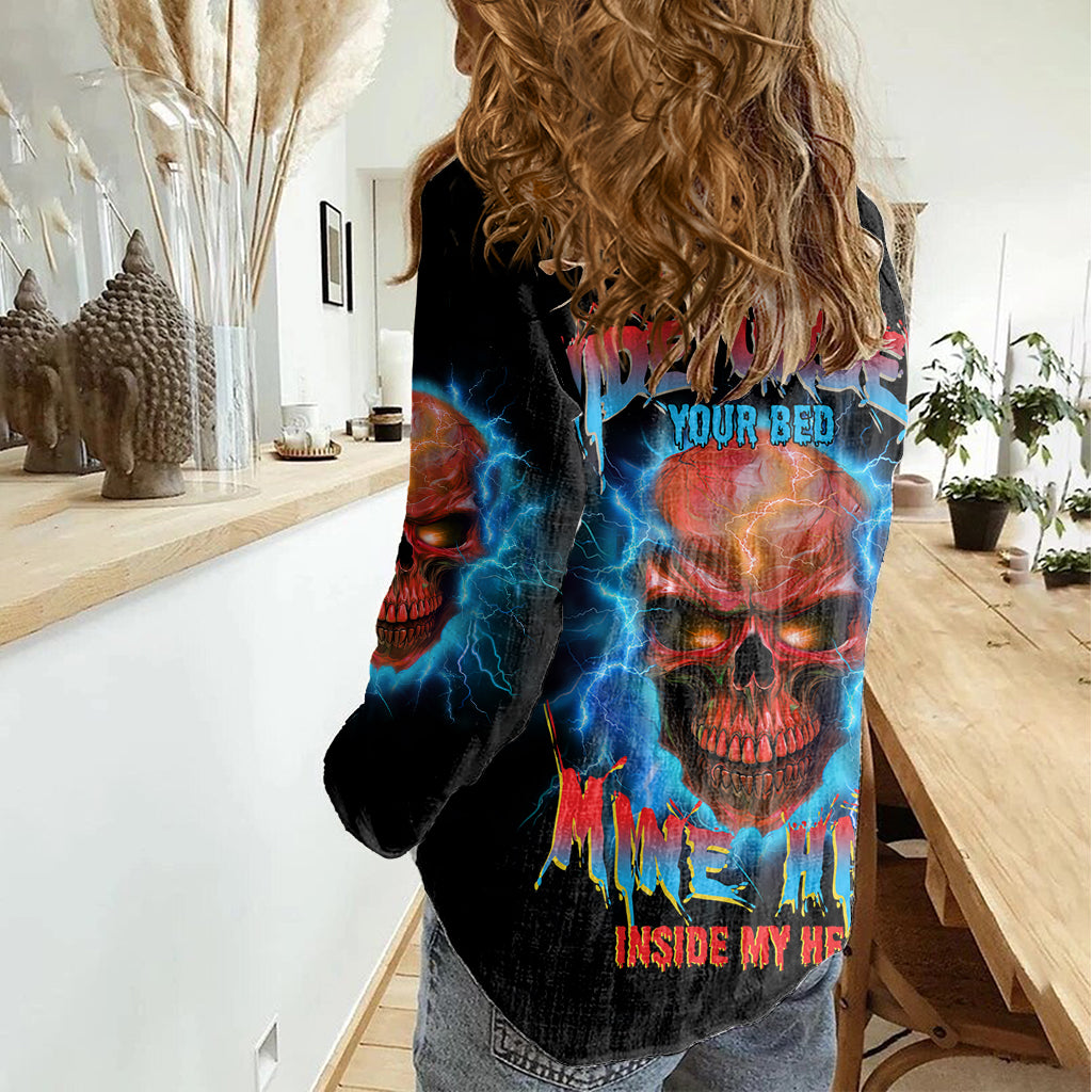 your-demons-hide-under-your-bed-thunder-skull-women-casual-shirt