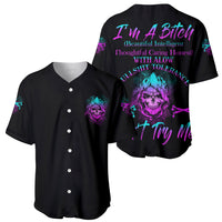 Black baseball jerseys with neon skull art, showing front and back views