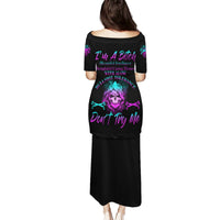 Black long dress, multicolor back skull graphic, 3/4 sleeves