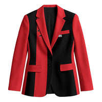 Custom Red and Black Bowling Blazer with Strike Explosion Graphic Custom Name and Bowler Silhouette - Wonder Print Shop