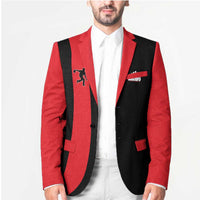 Custom Red and Black Bowling Blazer with Strike Explosion Graphic Custom Name and Bowler Silhouette - Wonder Print Shop