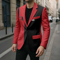 Custom Red and Black Bowling Blazer with Strike Explosion Graphic Custom Name and Bowler Silhouette - Wonder Print Shop