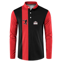 Custom Red and Black Bowling Button Sweatshirt with Strike Explosion Graphic Custom Name and Bowler Silhouette - Wonder Print Shop
