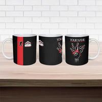 Custom Red and Black Bowling Ceramic Mug with Strike Explosion Graphic Custom Name and Bowler Silhouette - Wonder Print Shop