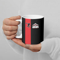 Custom Red and Black Bowling Ceramic Mug with Strike Explosion Graphic Custom Name and Bowler Silhouette - Wonder Print Shop