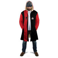 Custom Red and Black Bowling Cloak with Strike Explosion Graphic Custom Name and Bowler Silhouette - Wonder Print Shop