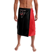 Custom Red and Black Bowling Lavalava with Strike Explosion Graphic Custom Name and Bowler Silhouette - Wonder Print Shop
