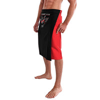 Custom Red and Black Bowling Lavalava with Strike Explosion Graphic Custom Name and Bowler Silhouette - Wonder Print Shop