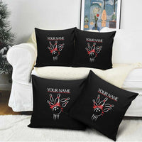 Custom Red and Black Bowling Pillow Cover with Strike Explosion Graphic Custom Name and Bowler Silhouette - Wonder Print Shop