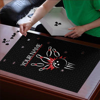 Custom Red and Black Bowling Puzzle with Strike Explosion Graphic Custom Name and Bowler Silhouette - Wonder Print Shop