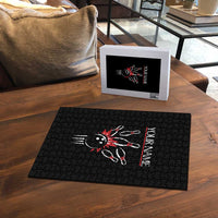 Custom Red and Black Bowling Puzzle with Strike Explosion Graphic Custom Name and Bowler Silhouette - Wonder Print Shop