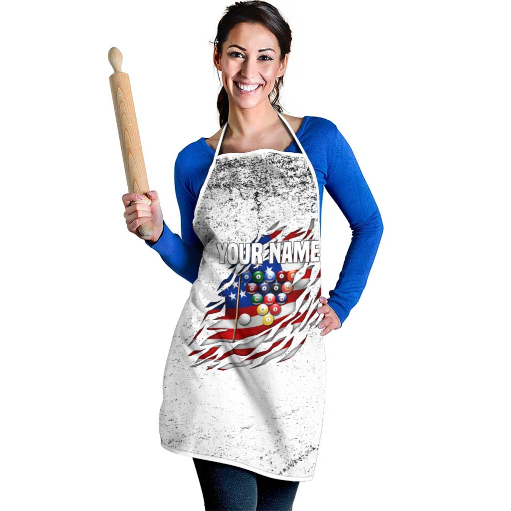 Custom American Flag Billiards Apron with Ripped Design Pool Ball Graphic - Wonder Print Shop
