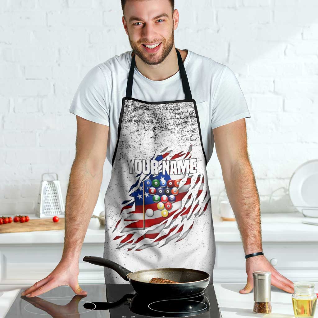 Custom American Flag Billiards Apron with Ripped Design Pool Ball Graphic - Wonder Print Shop