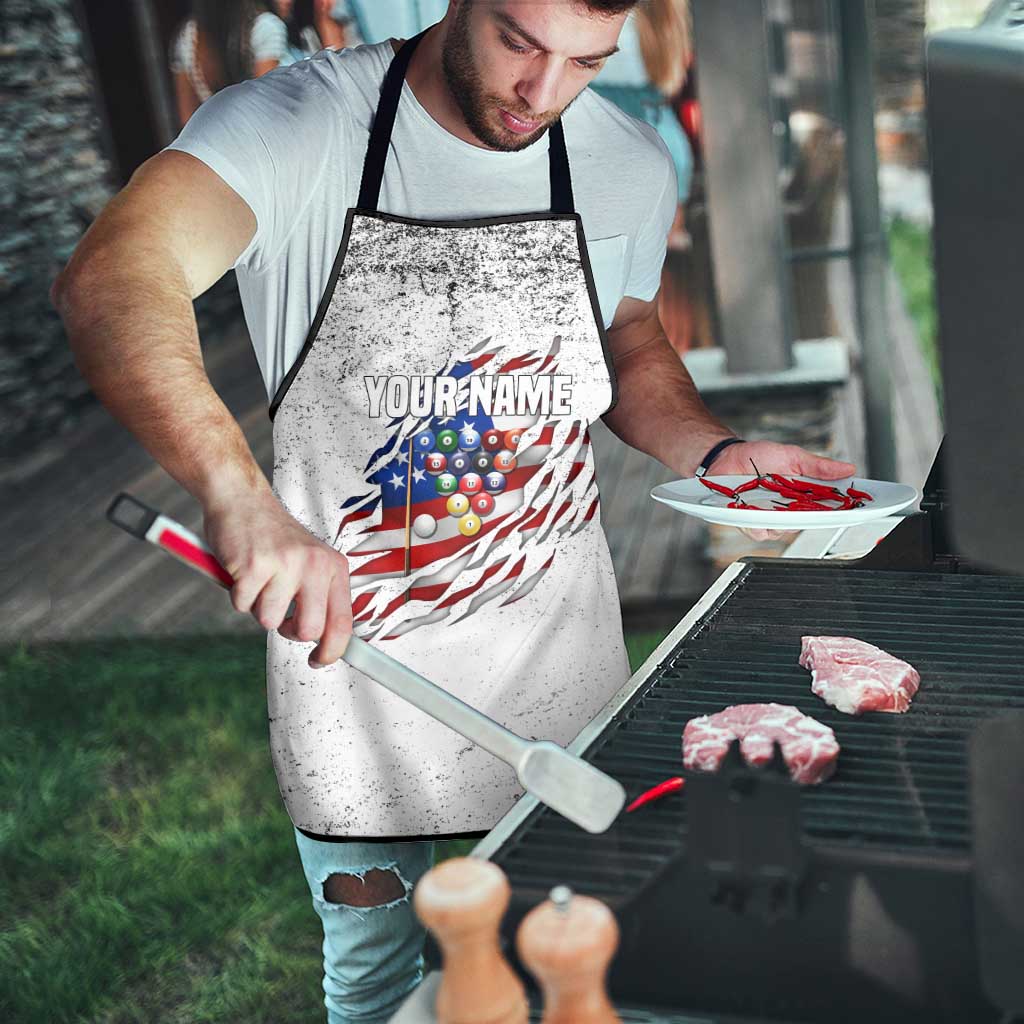 Custom American Flag Billiards Apron with Ripped Design Pool Ball Graphic - Wonder Print Shop