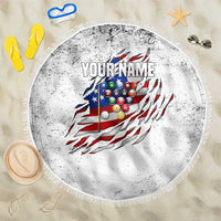Custom American Flag Billiards Beach Blanket with Ripped Design Pool Ball Graphic - Wonder Print Shop
