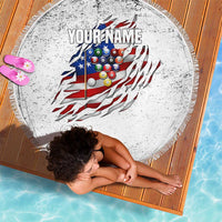 Custom American Flag Billiards Beach Blanket with Ripped Design Pool Ball Graphic - Wonder Print Shop