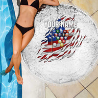 Custom American Flag Billiards Beach Blanket with Ripped Design Pool Ball Graphic - Wonder Print Shop