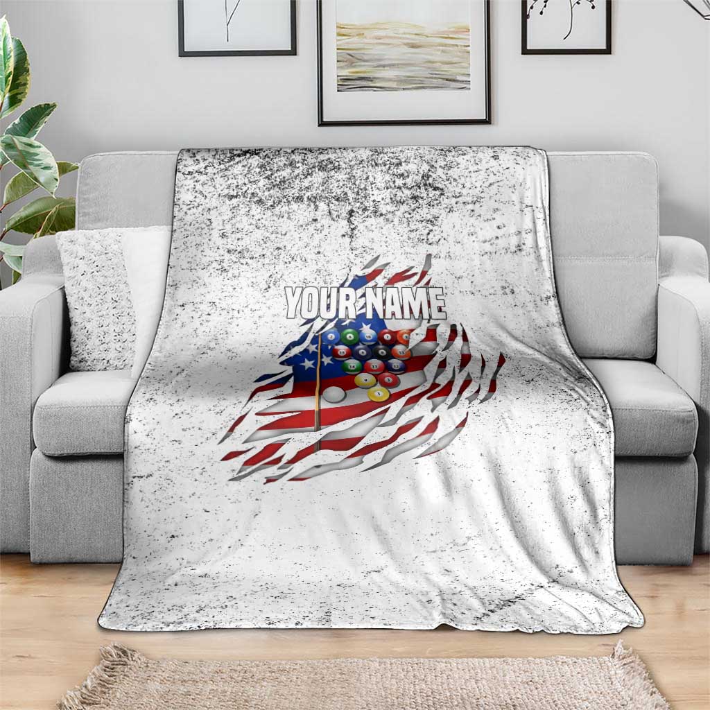 Custom American Flag Billiards Blanket with Ripped Design Pool Ball Graphic - Wonder Print Shop