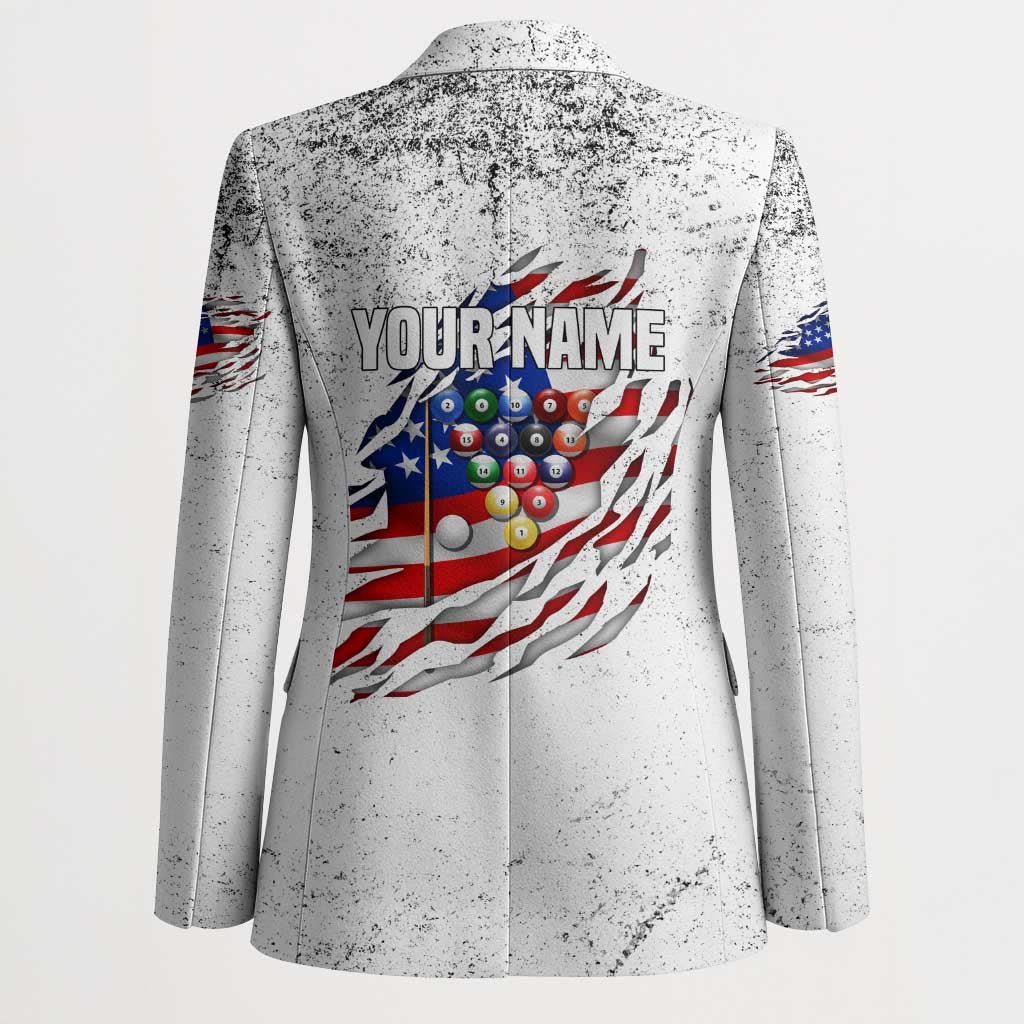 Custom American Flag Billiards Blazer with Ripped Design Pool Ball Graphic - Wonder Print Shop