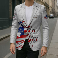 Custom American Flag Billiards Blazer with Ripped Design Pool Ball Graphic - Wonder Print Shop