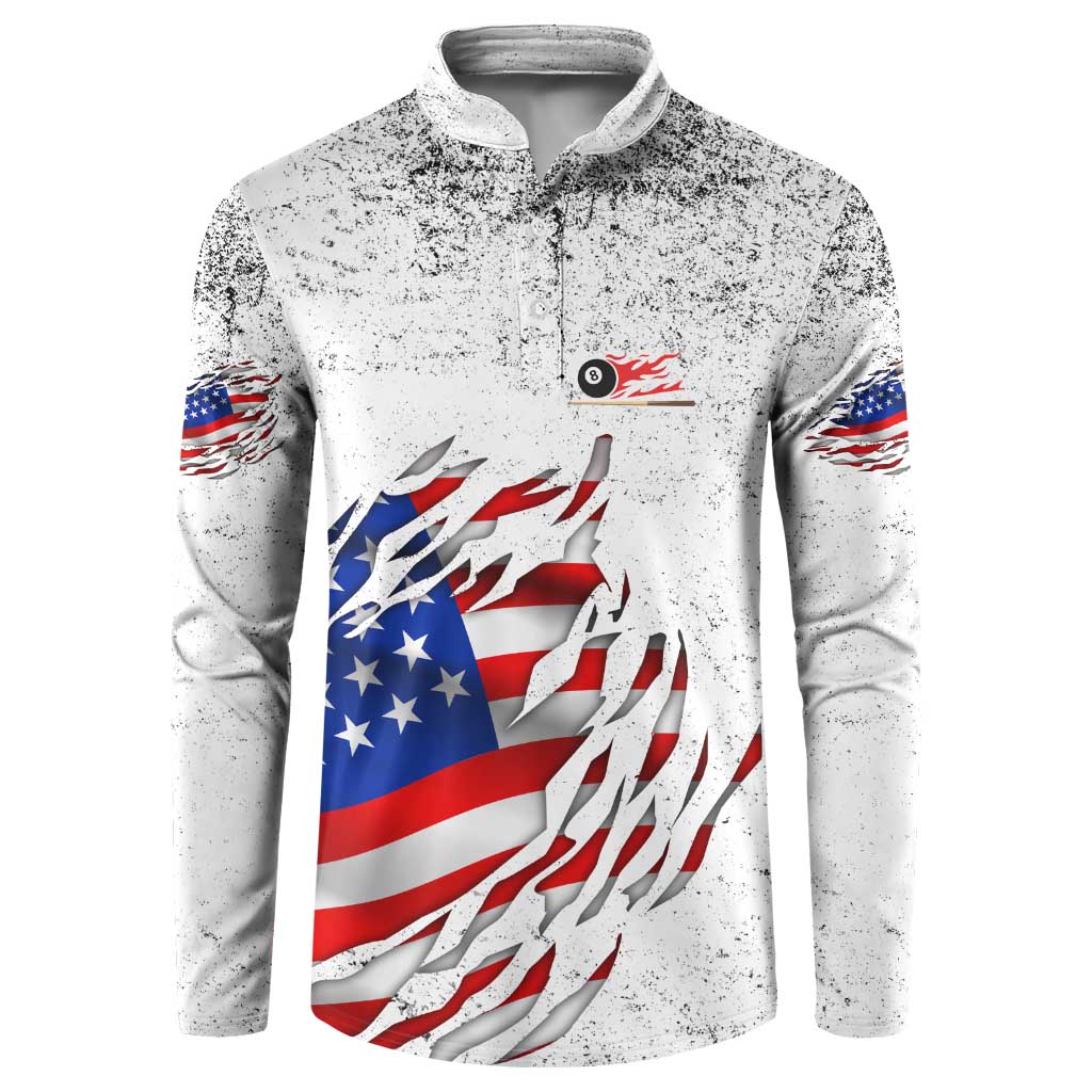Custom American Flag Billiards Button Sweatshirt with Ripped Design Pool Ball Graphic - Wonder Print Shop