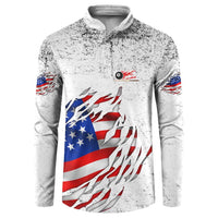 Custom American Flag Billiards Button Sweatshirt with Ripped Design Pool Ball Graphic - Wonder Print Shop
