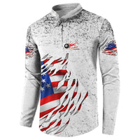 Custom American Flag Billiards Button Sweatshirt with Ripped Design Pool Ball Graphic - Wonder Print Shop