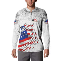 Custom American Flag Billiards Button Sweatshirt with Ripped Design Pool Ball Graphic - Wonder Print Shop