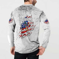 Custom American Flag Billiards Button Sweatshirt with Ripped Design Pool Ball Graphic - Wonder Print Shop