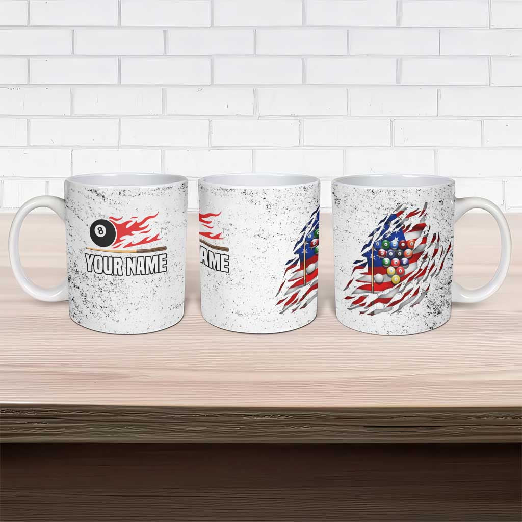 Custom American Flag Billiards Ceramic Mug with Ripped Design Pool Ball Graphic - Wonder Print Shop