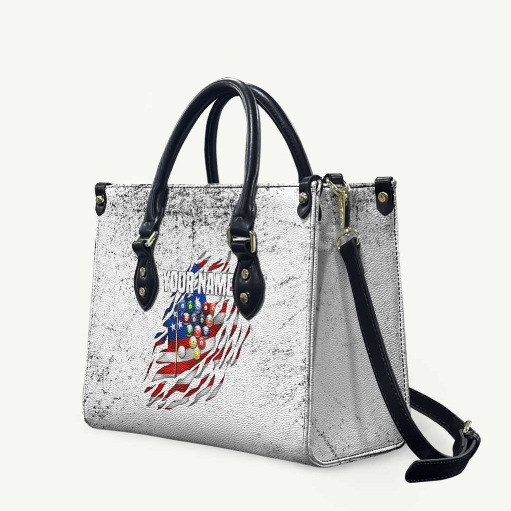 Custom American Flag Billiards Leather Bag with Ripped Design Pool Ball Graphic - Wonder Print Shop