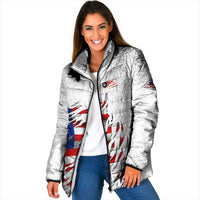 Custom American Flag Billiards Padded Jacket with Ripped Design Pool Ball Graphic - Wonder Print Shop