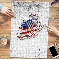 Custom American Flag Billiards Puzzle with Ripped Design Pool Ball Graphic - Wonder Print Shop