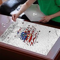 Custom American Flag Billiards Puzzle with Ripped Design Pool Ball Graphic - Wonder Print Shop
