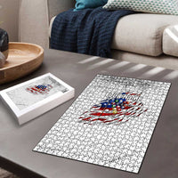 Custom American Flag Billiards Puzzle with Ripped Design Pool Ball Graphic - Wonder Print Shop