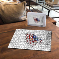 Custom American Flag Billiards Puzzle with Ripped Design Pool Ball Graphic - Wonder Print Shop