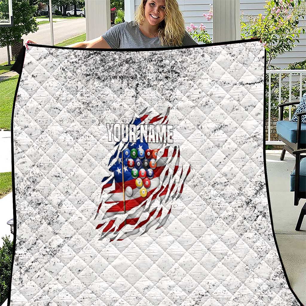 Custom American Flag Billiards Quilt with Ripped Design Pool Ball Graphic - Wonder Print Shop