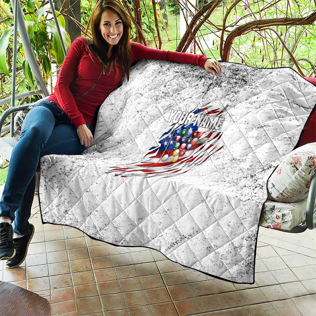 Custom American Flag Billiards Quilt with Ripped Design Pool Ball Graphic - Wonder Print Shop