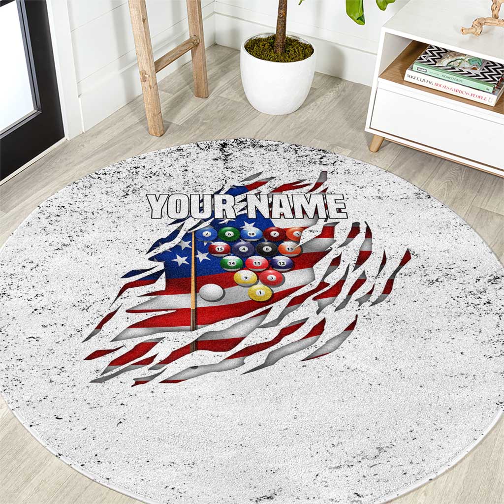 Custom American Flag Billiards Round Carpet with Ripped Design Pool Ball Graphic - Wonder Print Shop