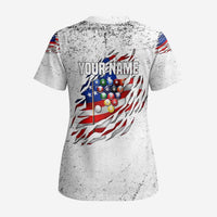 Custom American Flag Billiards Scrub Top with Ripped Design Pool Ball Graphic - Wonder Print Shop