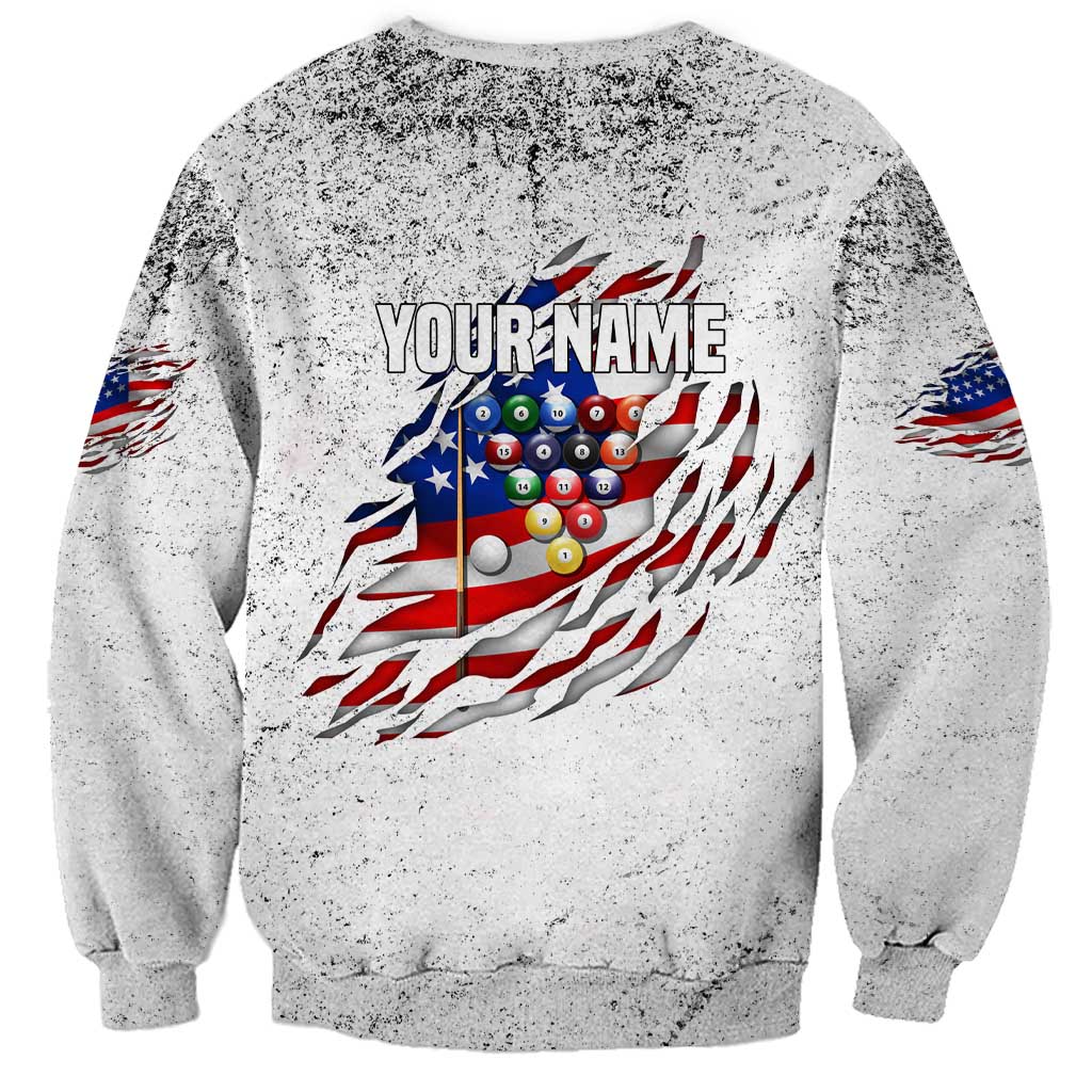Custom American Flag Billiards Sweatshirt with Ripped Design Pool Ball Graphic - Wonder Print Shop
