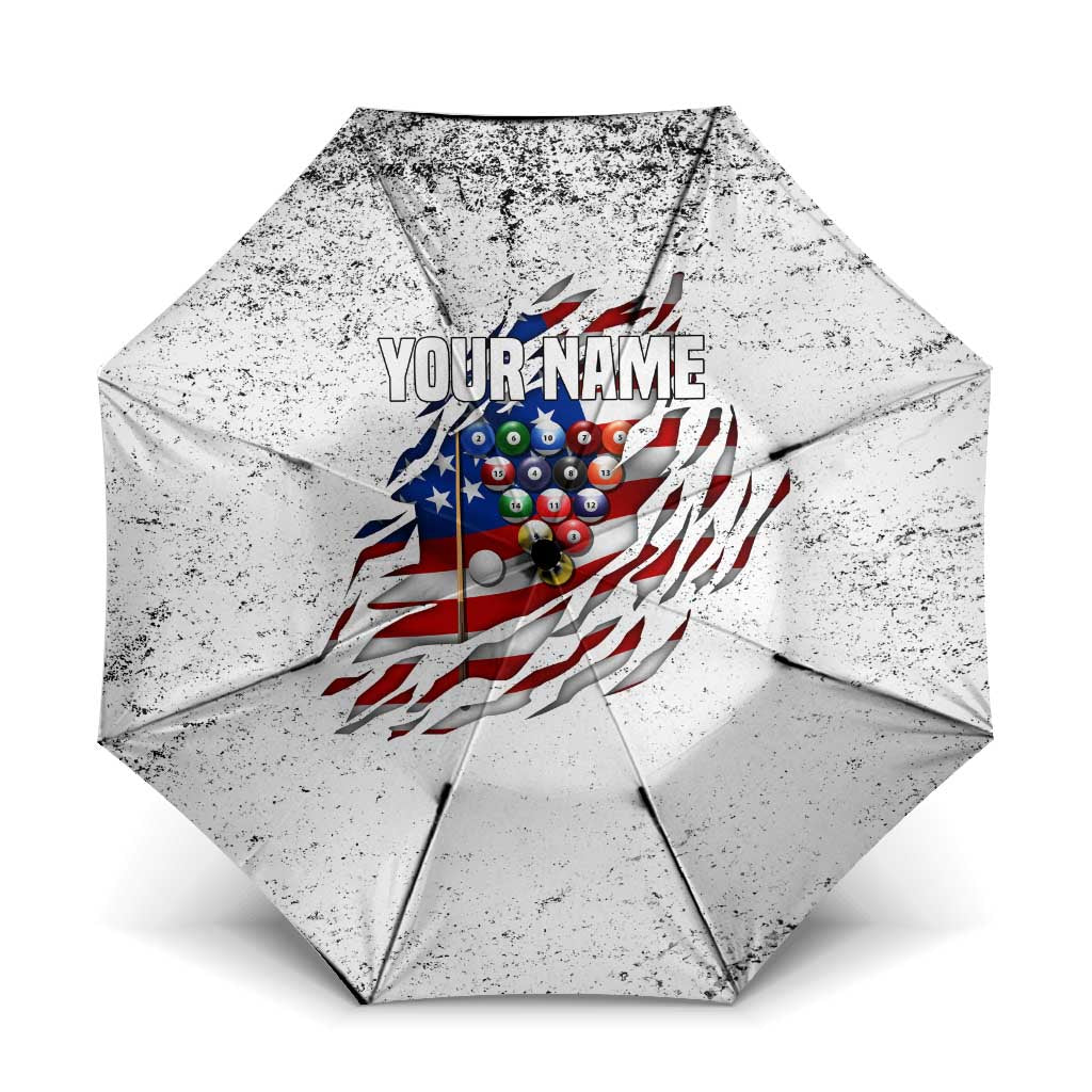 Custom American Flag Billiards Umbrella with Ripped Design Pool Ball Graphic - Wonder Print Shop