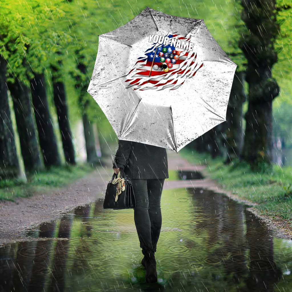 Custom American Flag Billiards Umbrella with Ripped Design Pool Ball Graphic - Wonder Print Shop