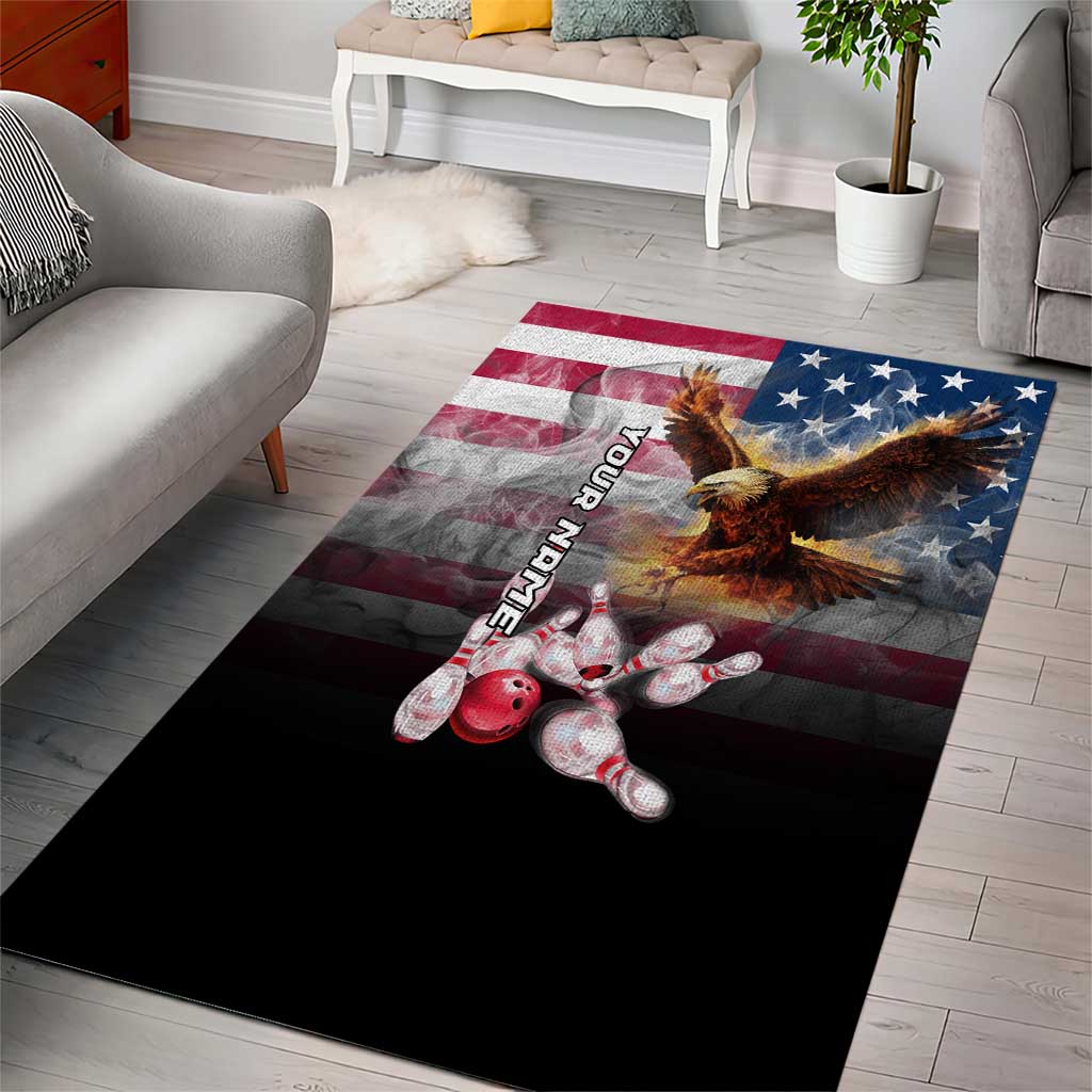 Custom Patriotic Eagle Bowling Area Rug with American Flag Strike Design - Wonder Print Shop